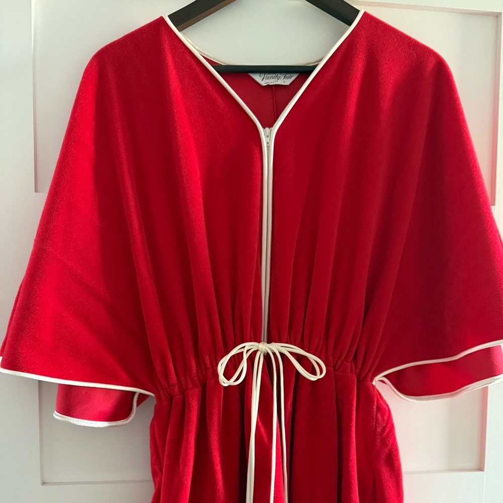 Vintage Vanity Fair Red Velour Housecoat Robe